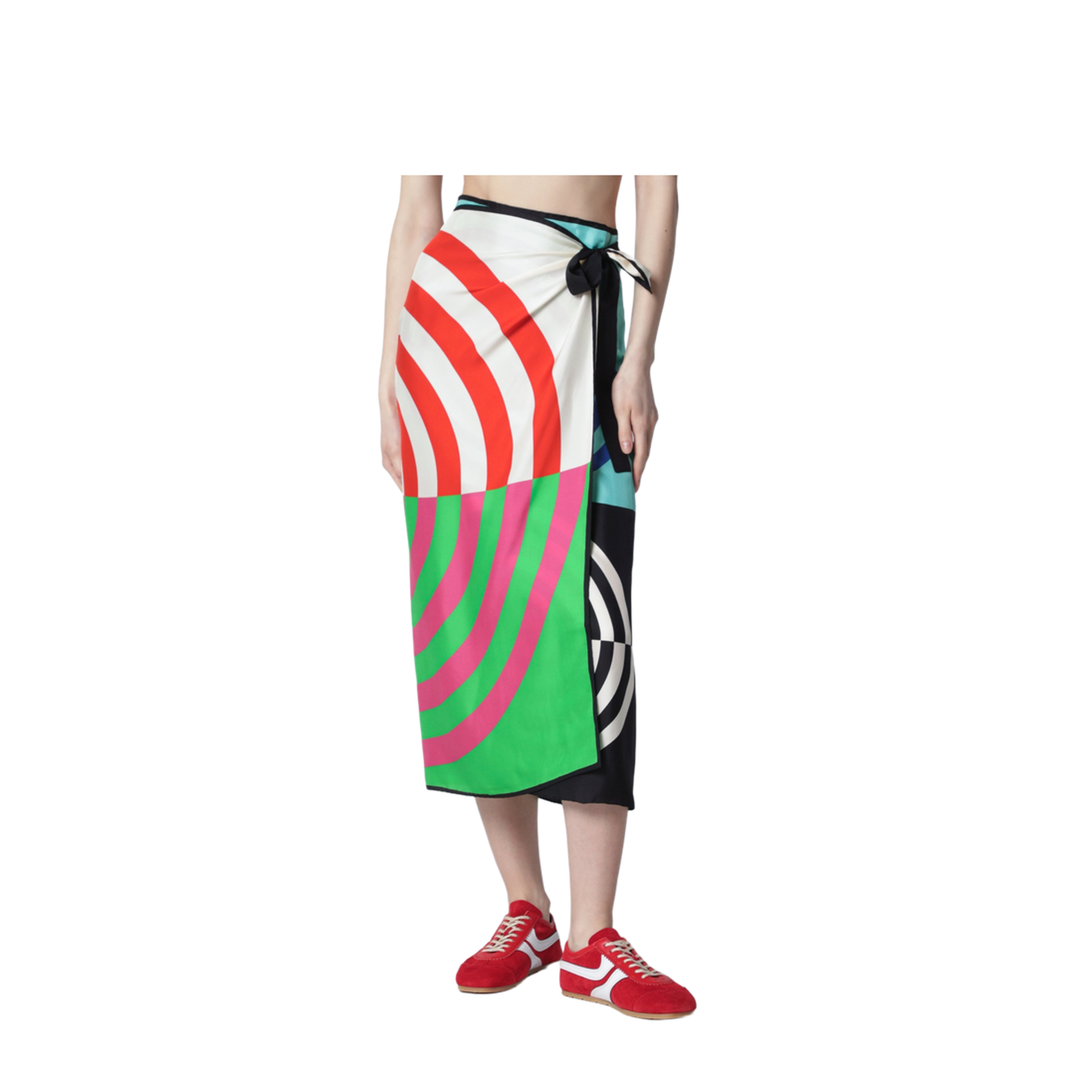 Multicolor Graphic Print Silk Skirt