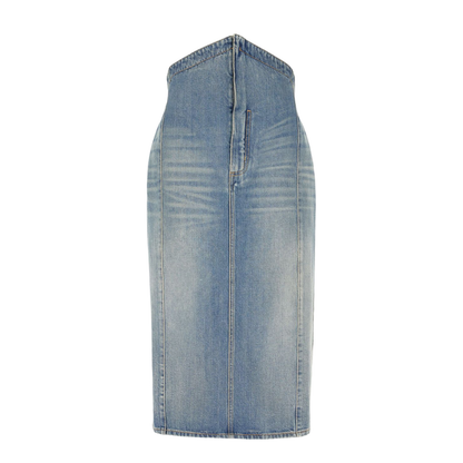 Denim Long Skirt in Clear Blue