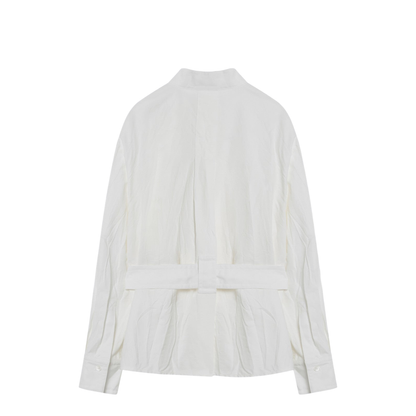 White Belted Shirt in Cotton Blend