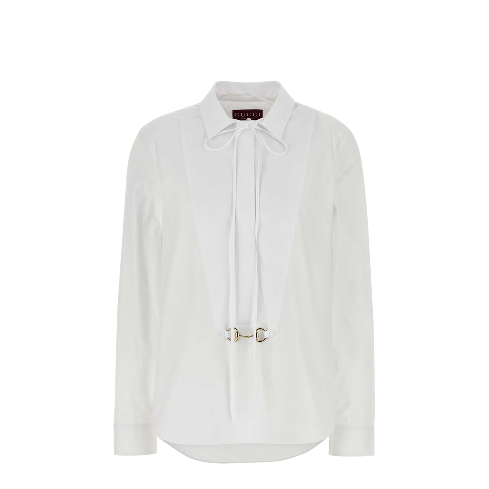 Cotton Poplin Shirt with Horsebit in White