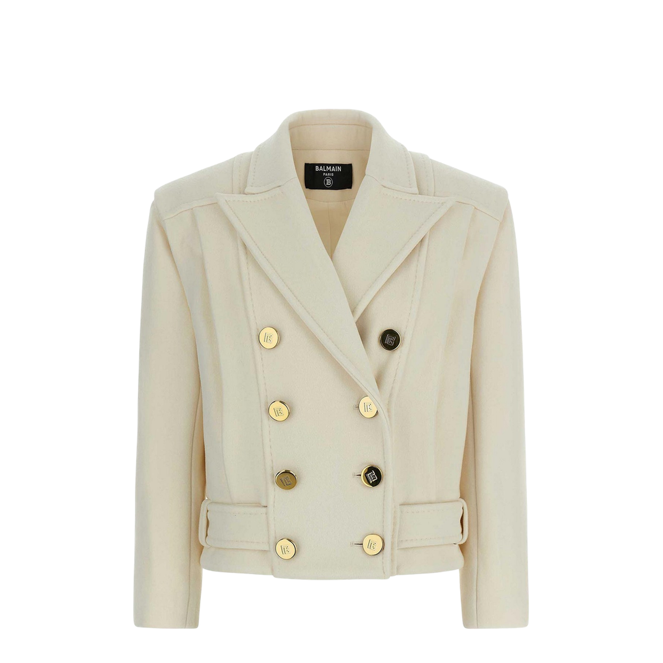 Cropped Wool Reefer Jacket White
