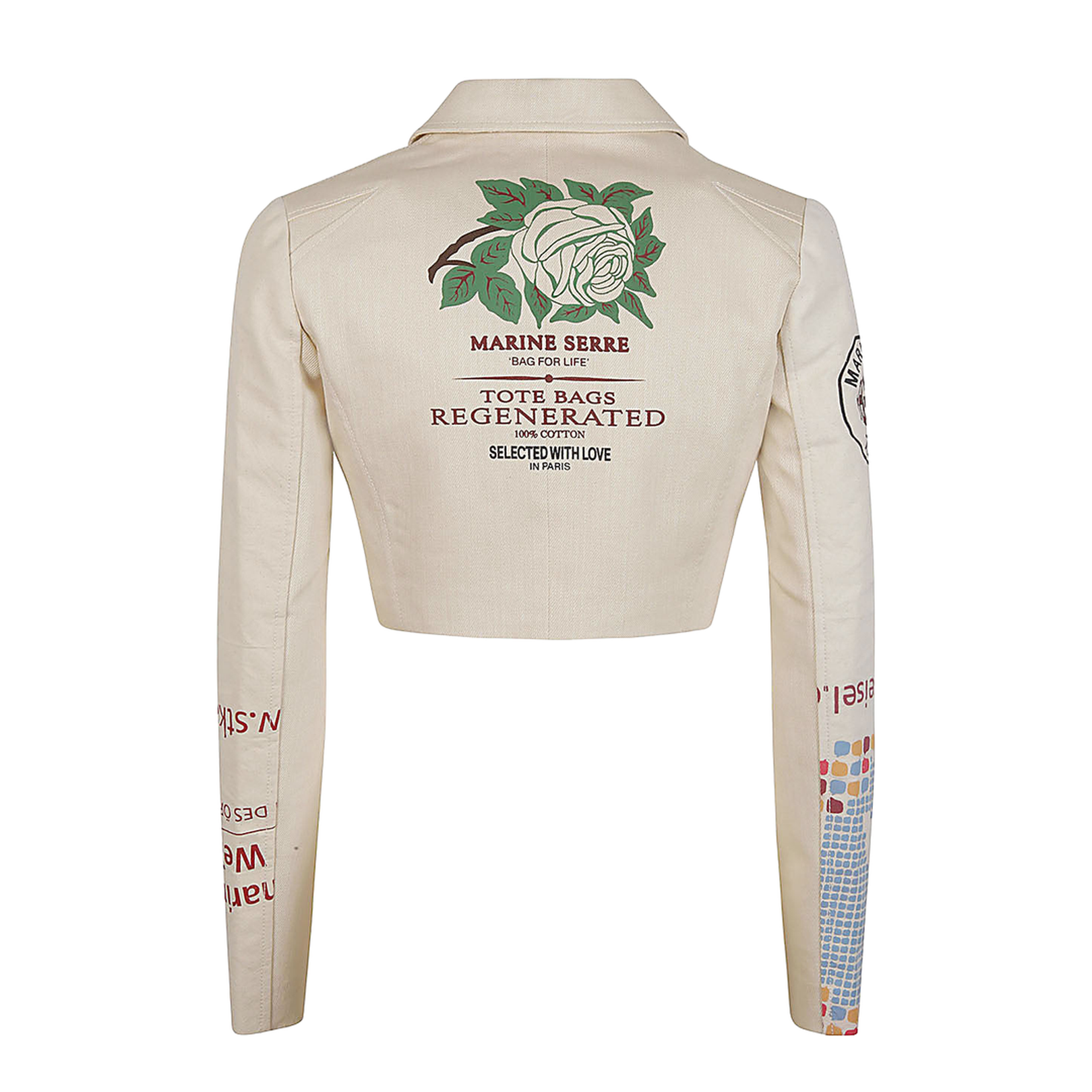 Crop White Jacket with Printing