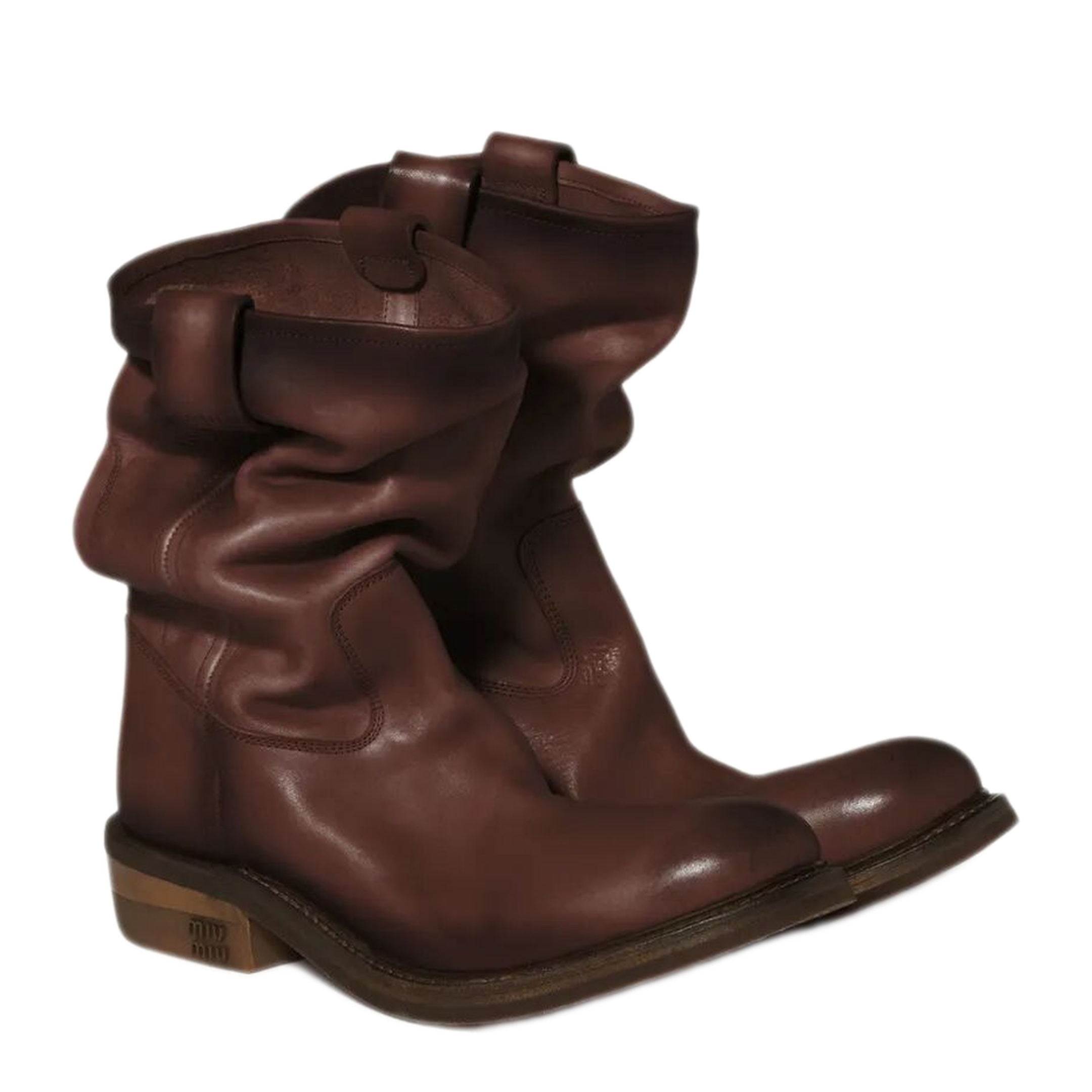 MAYFEYR - MIUMIU - Foule Aged Look Leather Booties - 5U680EFA0455ODF0201