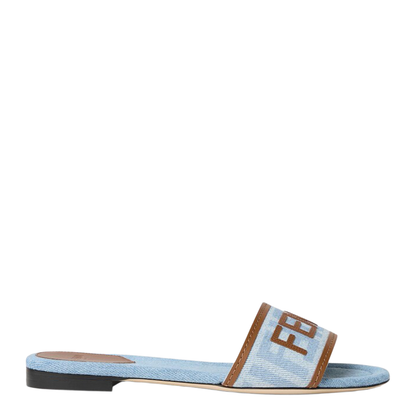 MAYFEYR - Fendi - Sunshine Slides In Light Blue Denim-Effect Ff Jacquard - 8R8092AY2ZF1XIA
