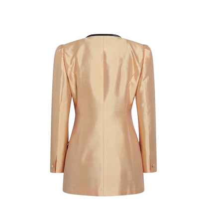 MAYFEYR - Valentino - Pea Coat In Shantung In Melon/Black - 8B0CJ4509F3F8E