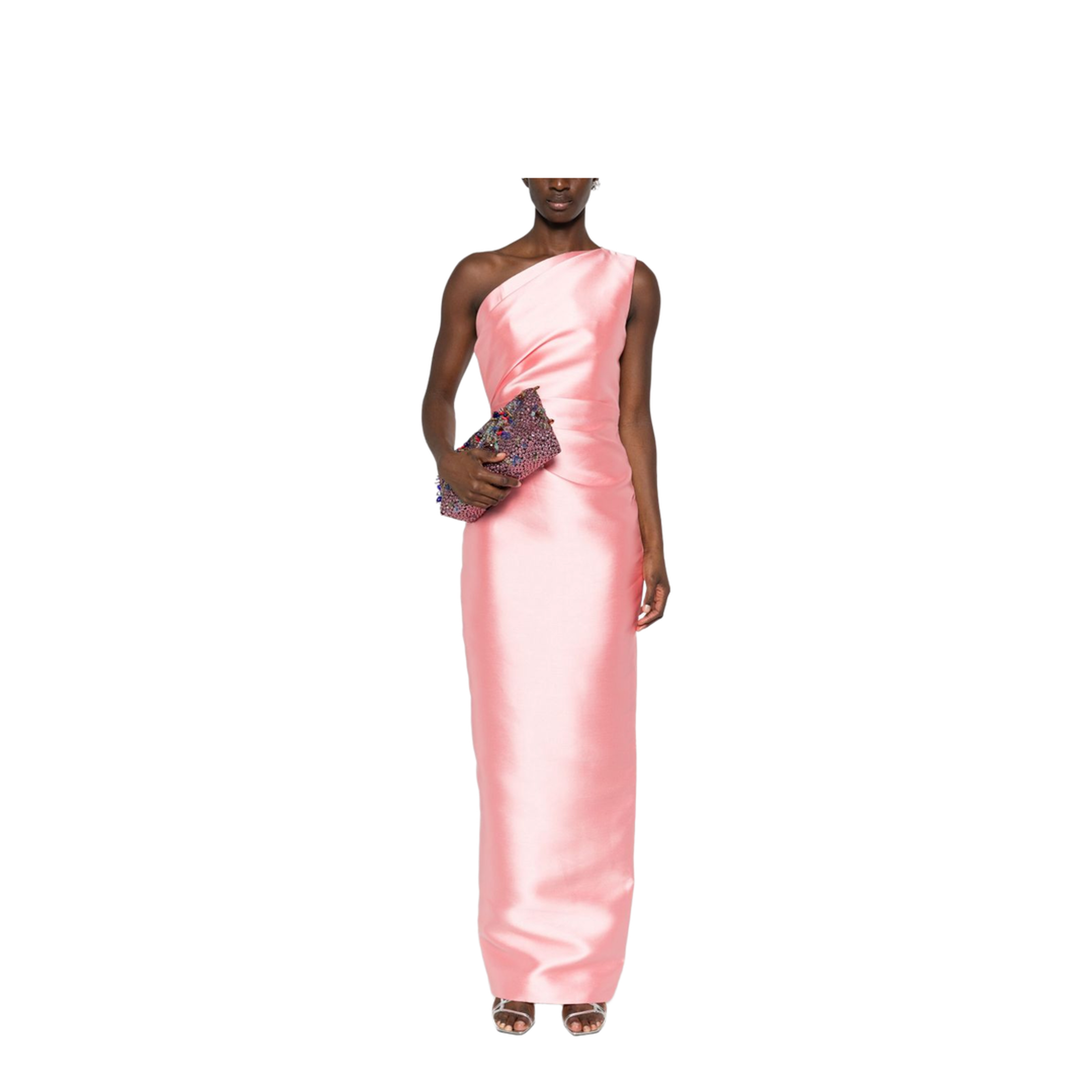 MAYFEYR - Solace London - Elegant Embroidered Color-Block Dress - OS37025PALEPINK