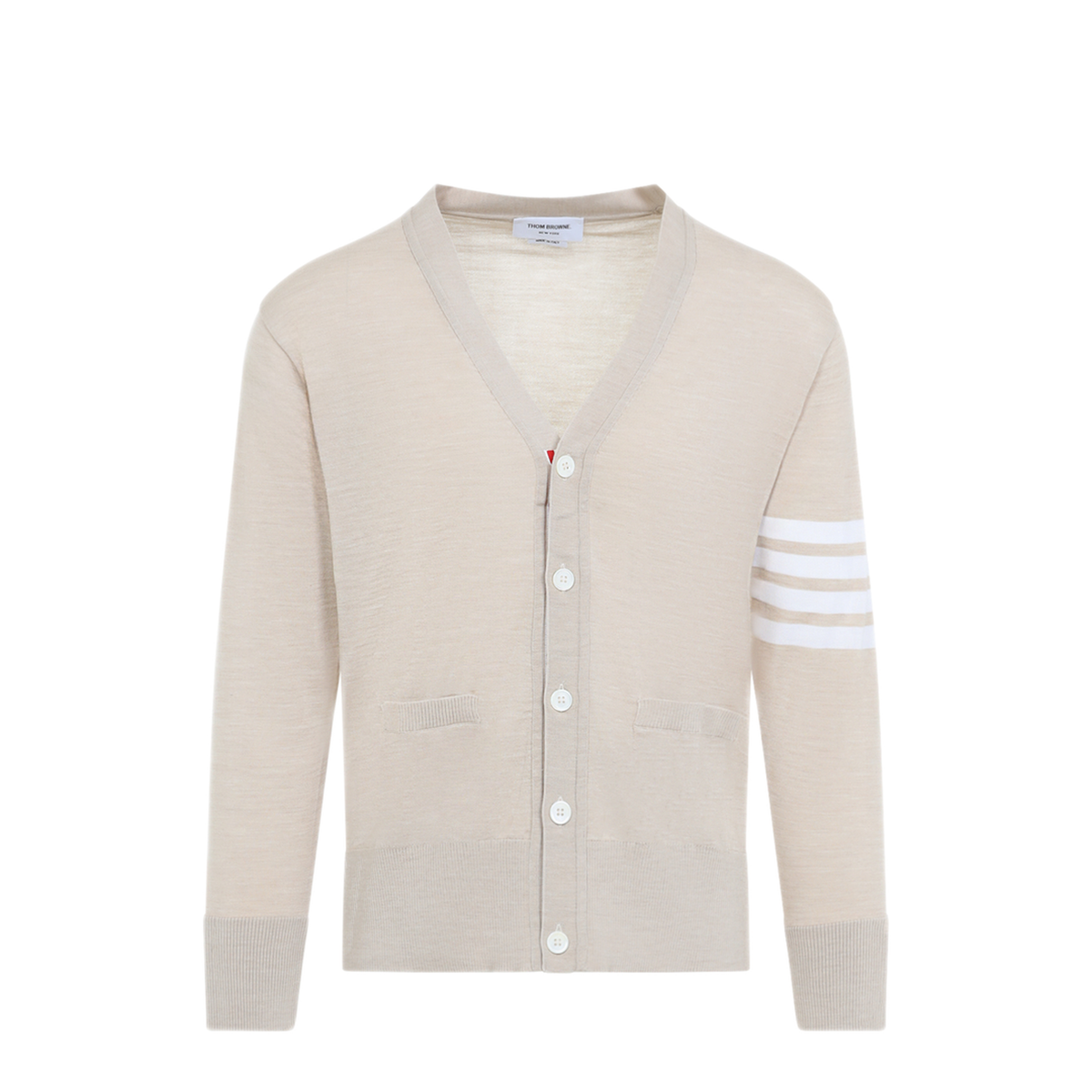 MAYFEYR - Thom Browne - Beige Wool Buttoned Cardigan - MKC002AY1014260
