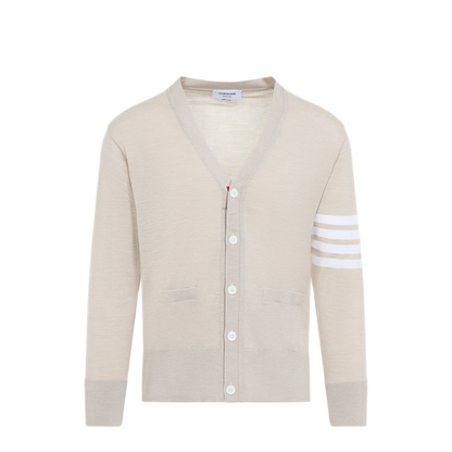 MAYFEYR - Thom Browne - Beige Wool Buttoned Cardigan - MKC002AY1014260