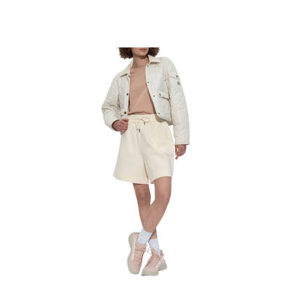 White Chitre Diamond-Quilted Padded Shirt Jacket