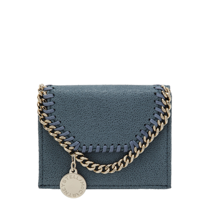 Light Blue Falabella Trifold Wallet With Chain