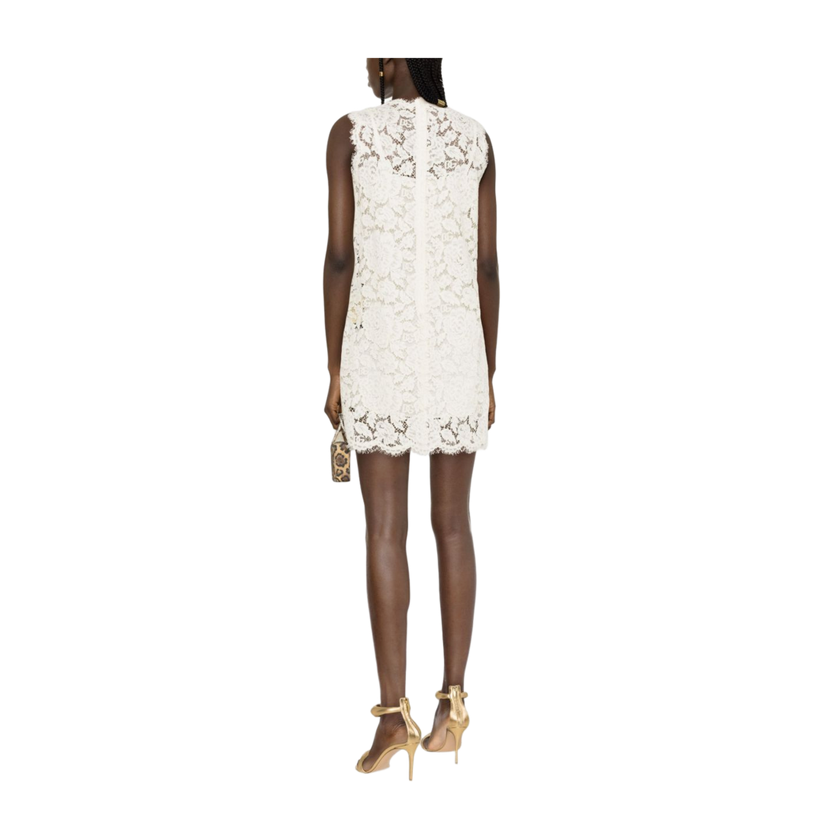 Ivory White Cotton Blend Guipure Lace Dress