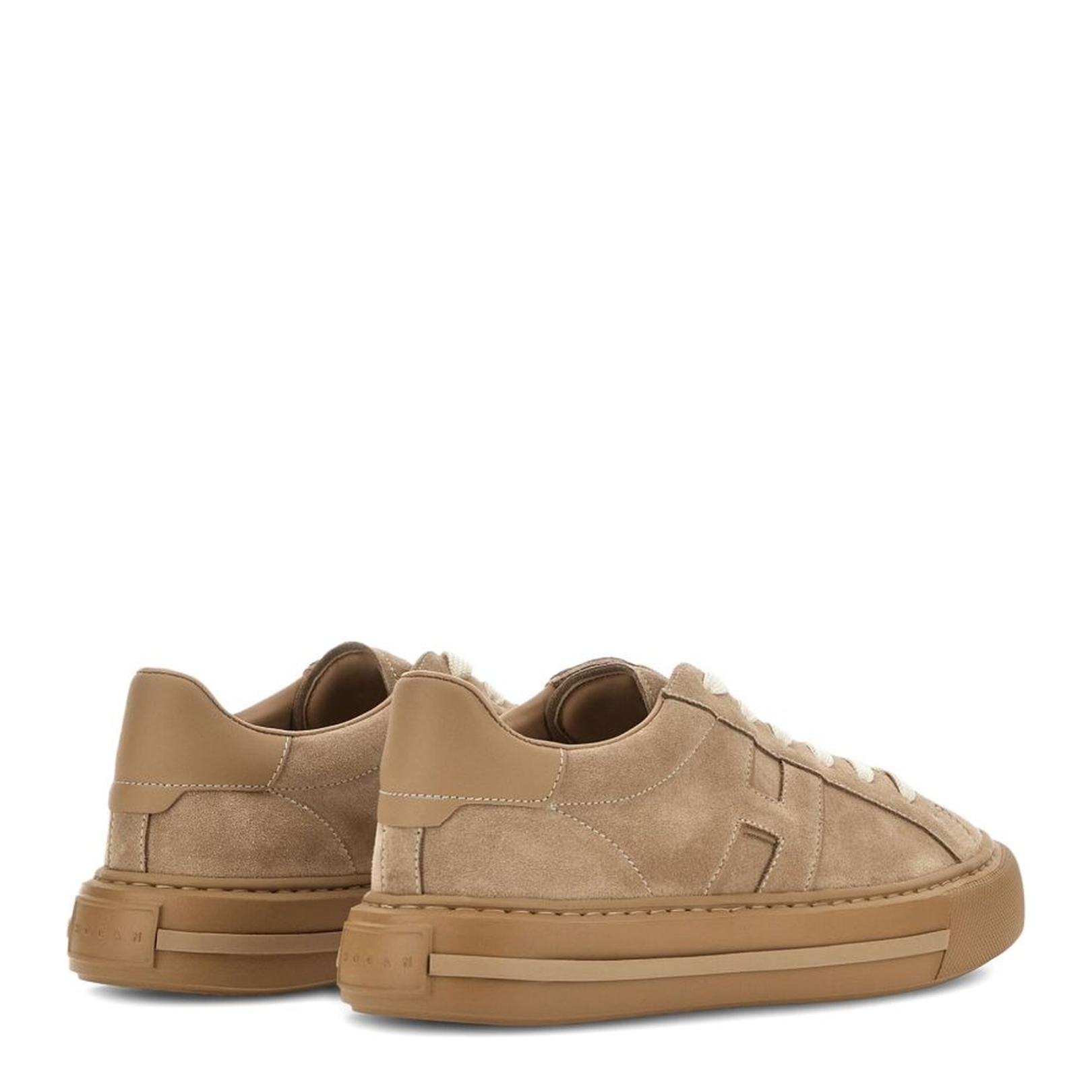 Beige Front Lace-Up Fastening Sneakers