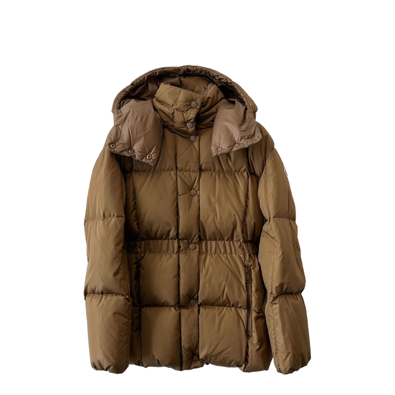 Beige Agneux Square-Quilted Hooded Short Down Jacket