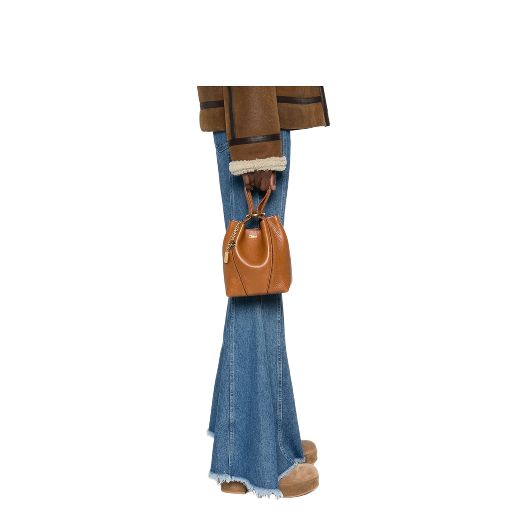 Small Spin Tote Bag in Grained Leather