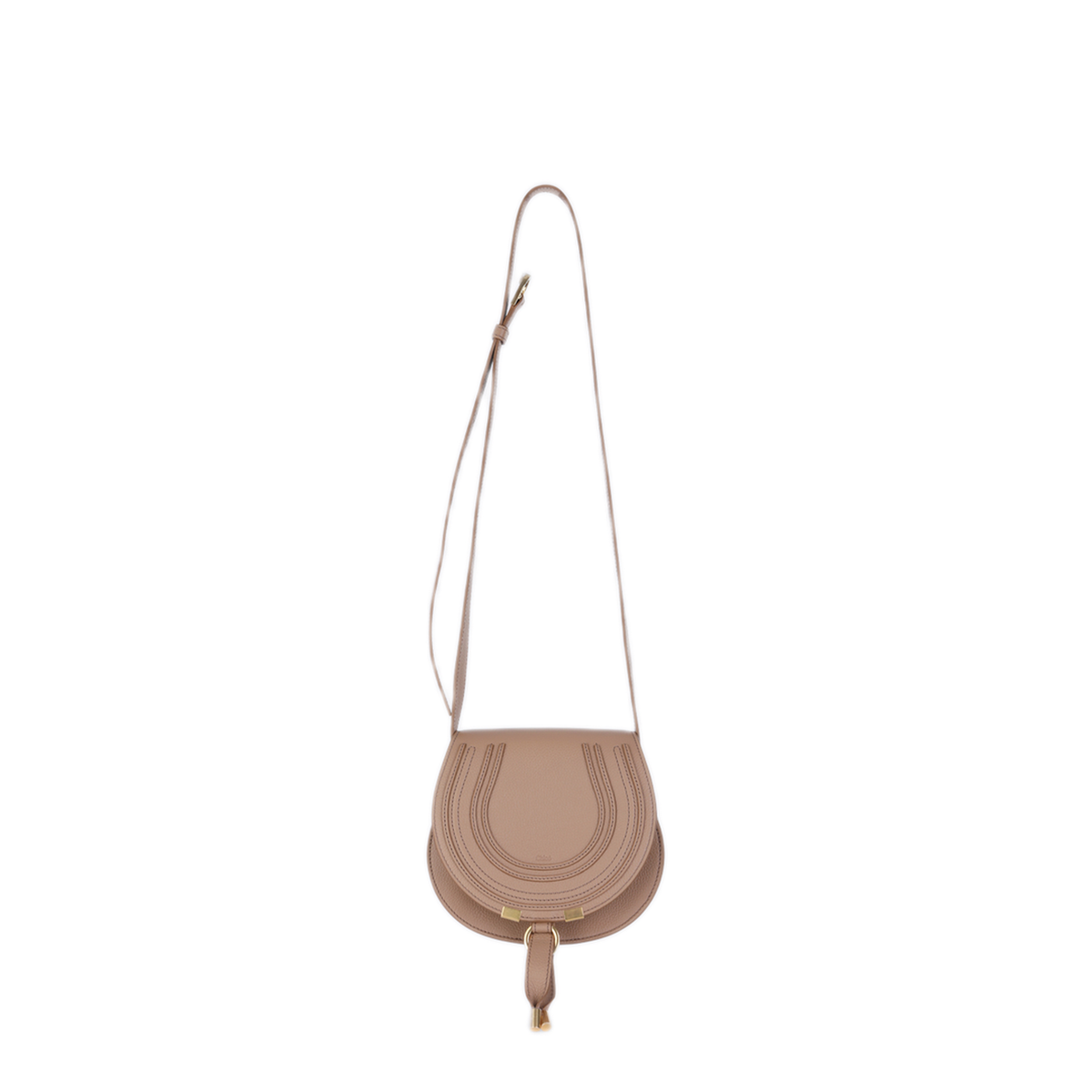 Marcie Small Calfskin Saddle Bag - Light Tan Brown