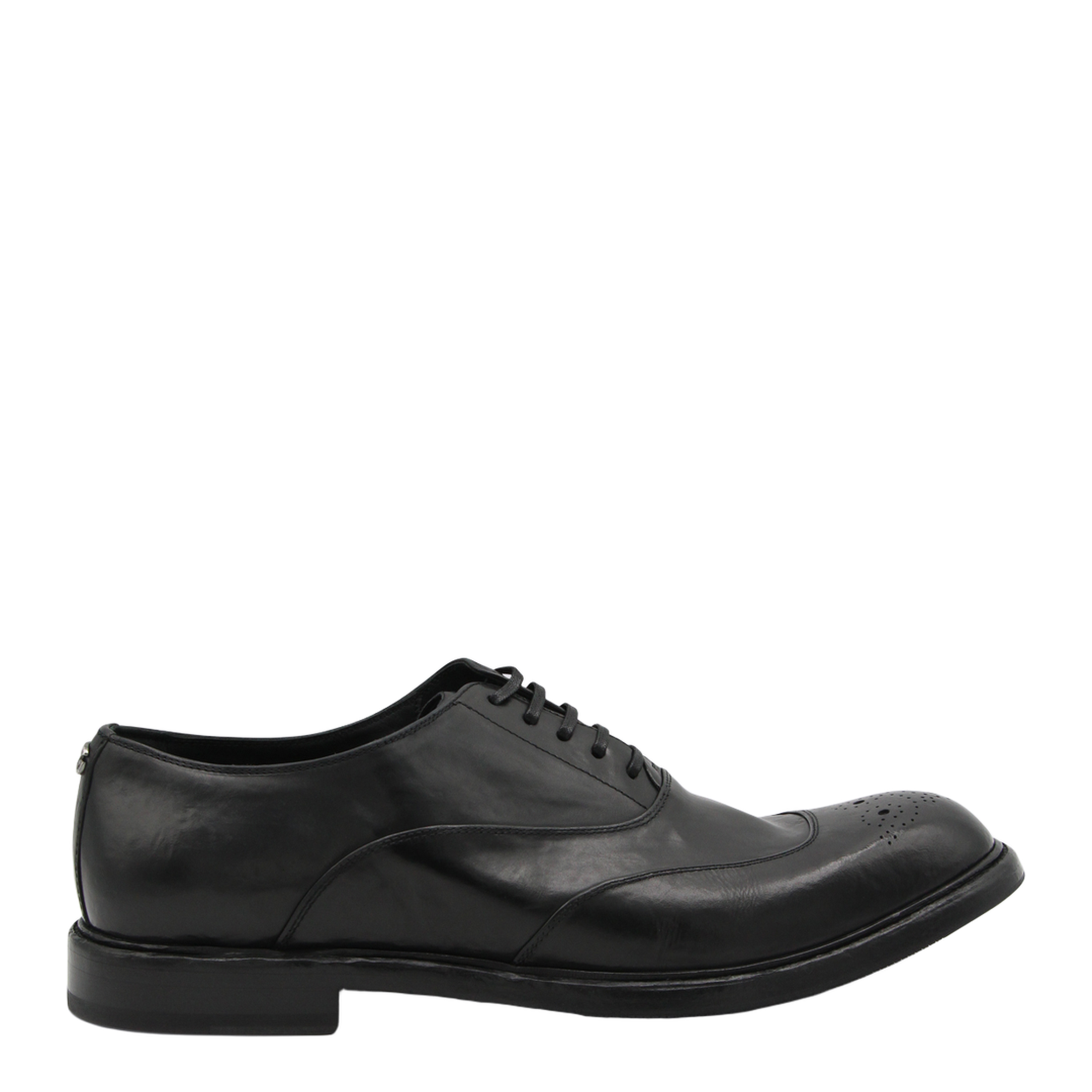 Washed Black Calfskin Lace-Up Shoe