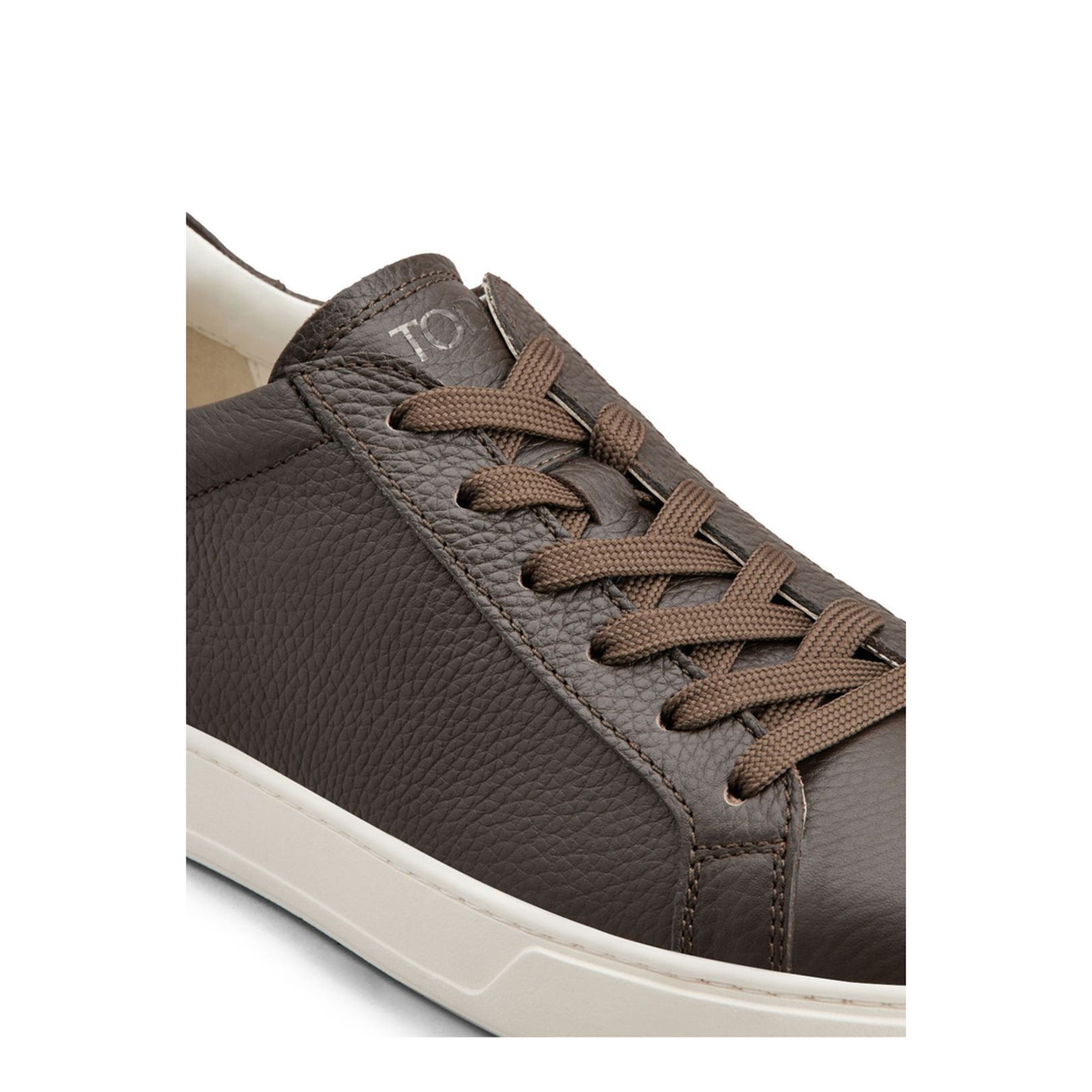 Brown Calf Leather Grained Texture Lace-Up Shoes