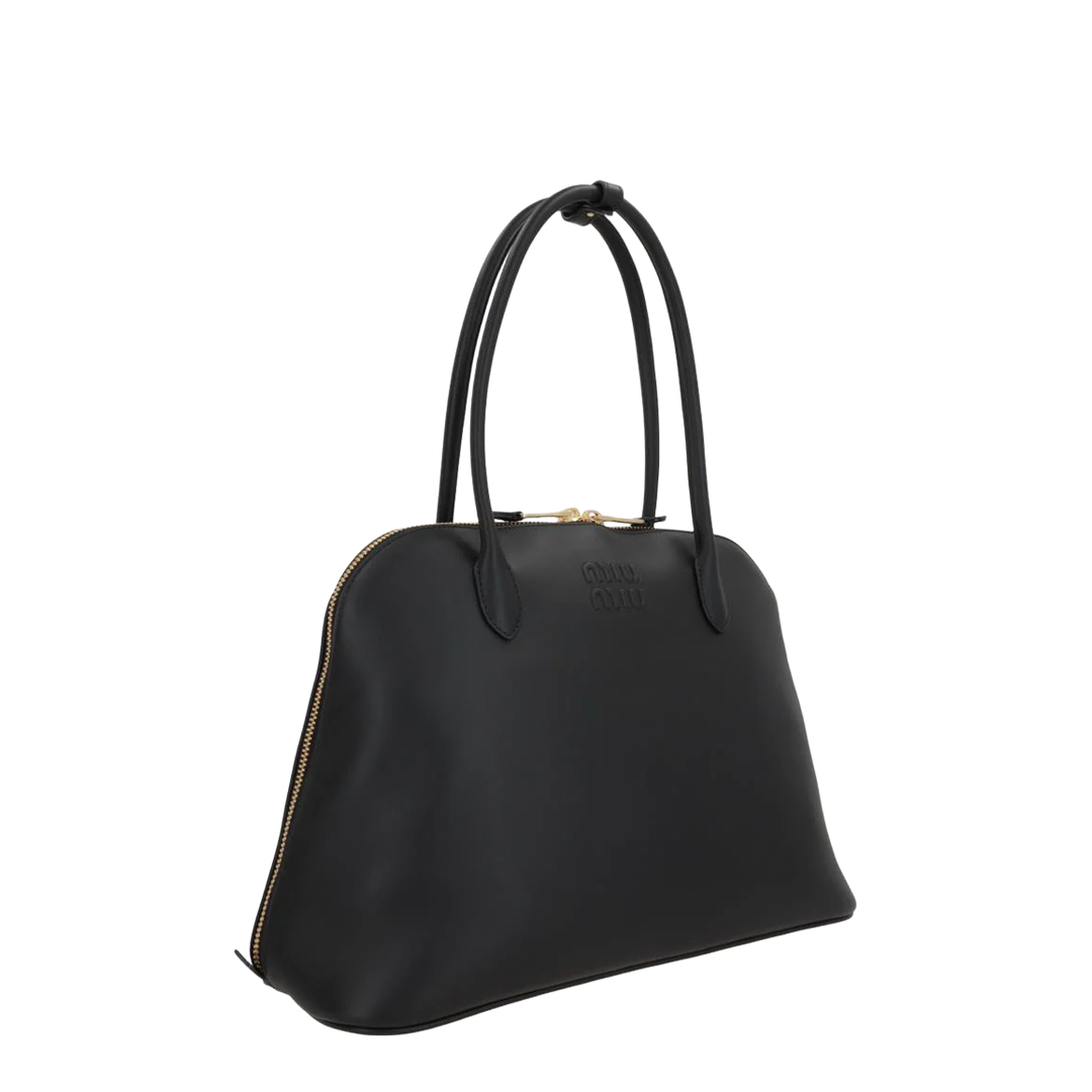 Handbag in Smooth Black Leather