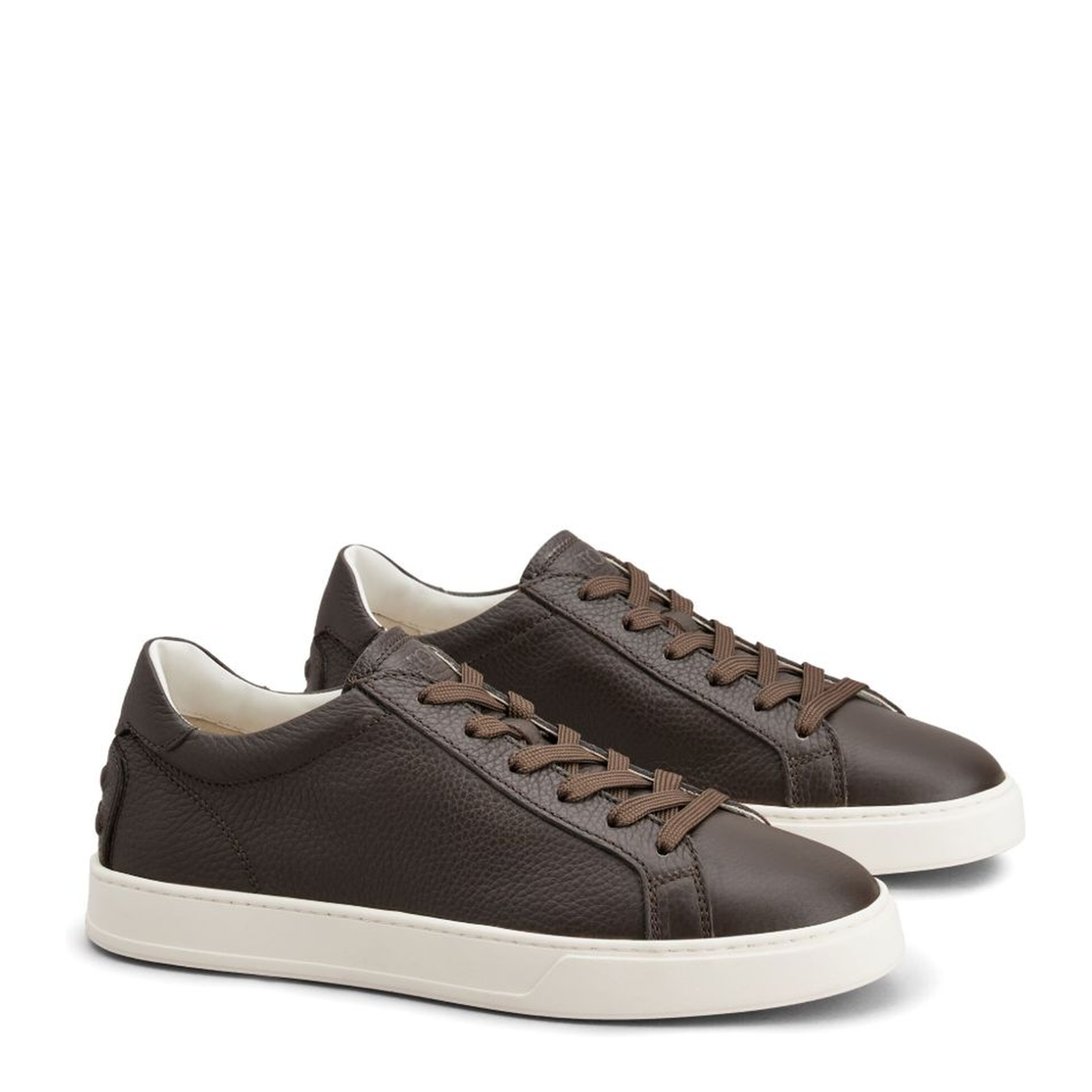 Brown Calf Leather Grained Texture Lace-Up Shoes