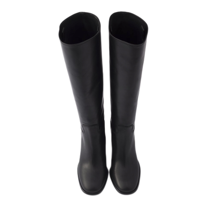 High Leather Boots With Screen Printed Logo