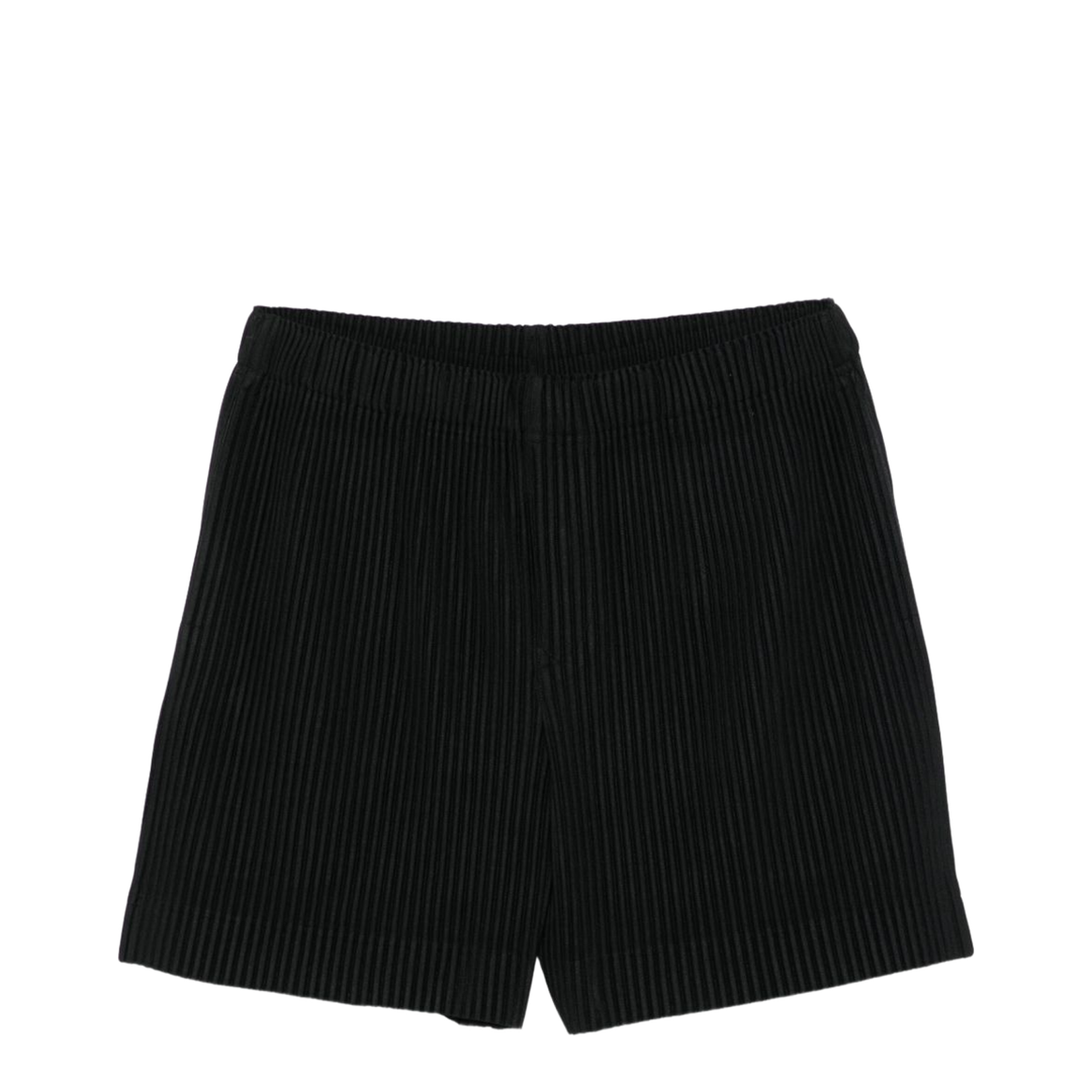 Black Plisse Fabric Pull-On Pants