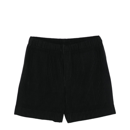 Black Plisse Fabric Pull-On Pants