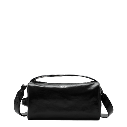 Black Leather Bag with Glossy Finish