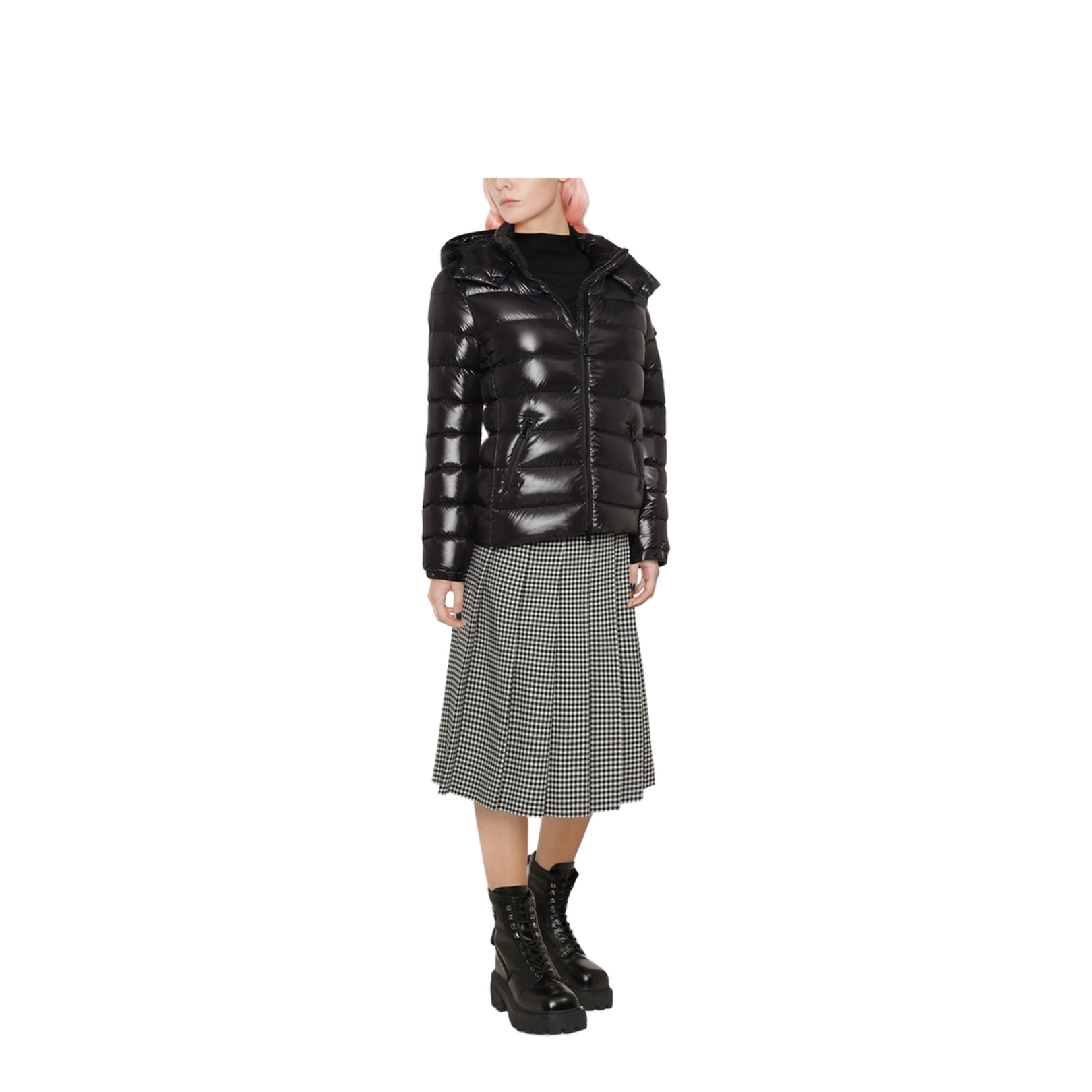 Black Hooded Short Down Jacket