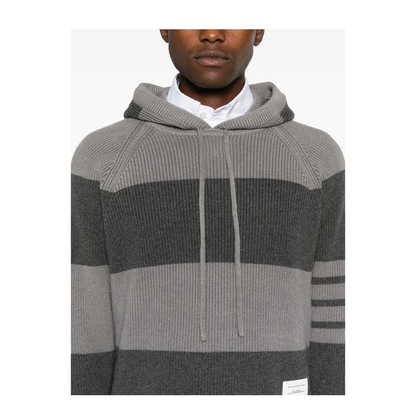 MAYFEYR - Thom Browne - Striped Knitted Hoodie - MKA513AY2011982