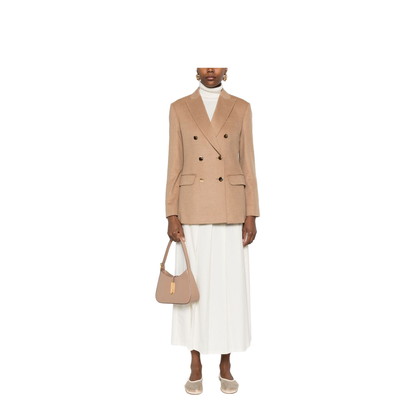 Beige Double-Breasted Button Fastening Coat