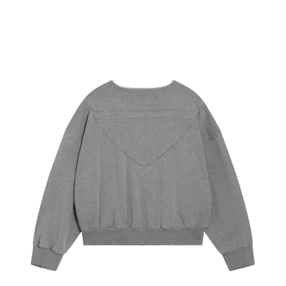 Cotton Zip Hoodie with Drawstring Gray