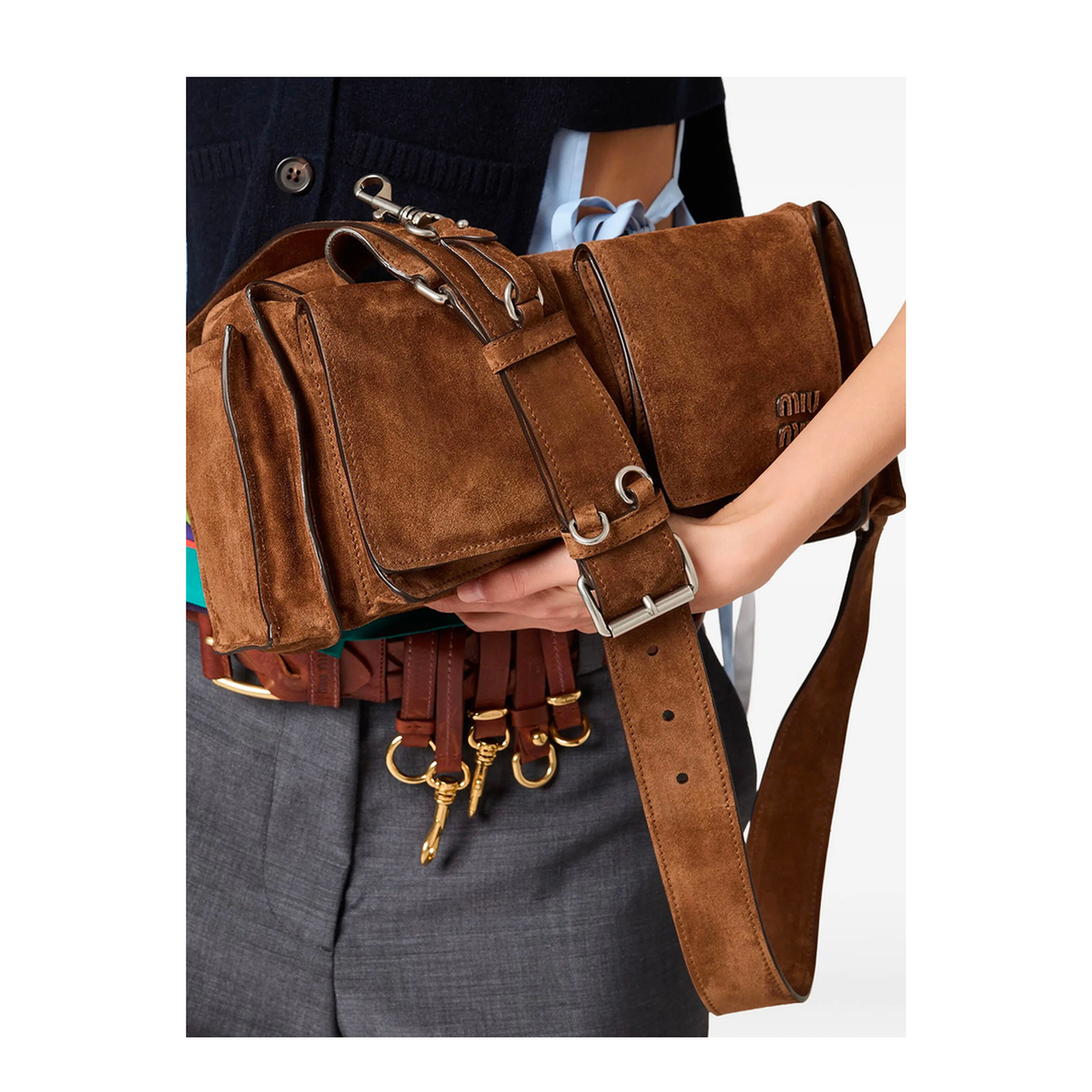 MAYFEYR - MIUMIU - Utilitarian Suede Shoulder Bag - 5BC205VPOO2CSSF0324