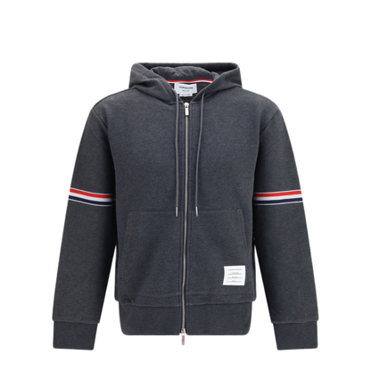 MAYFEYR - Thom Browne - Classic Loopback 4 Bar Zip Up Hoodie - MJT592AJ0328015