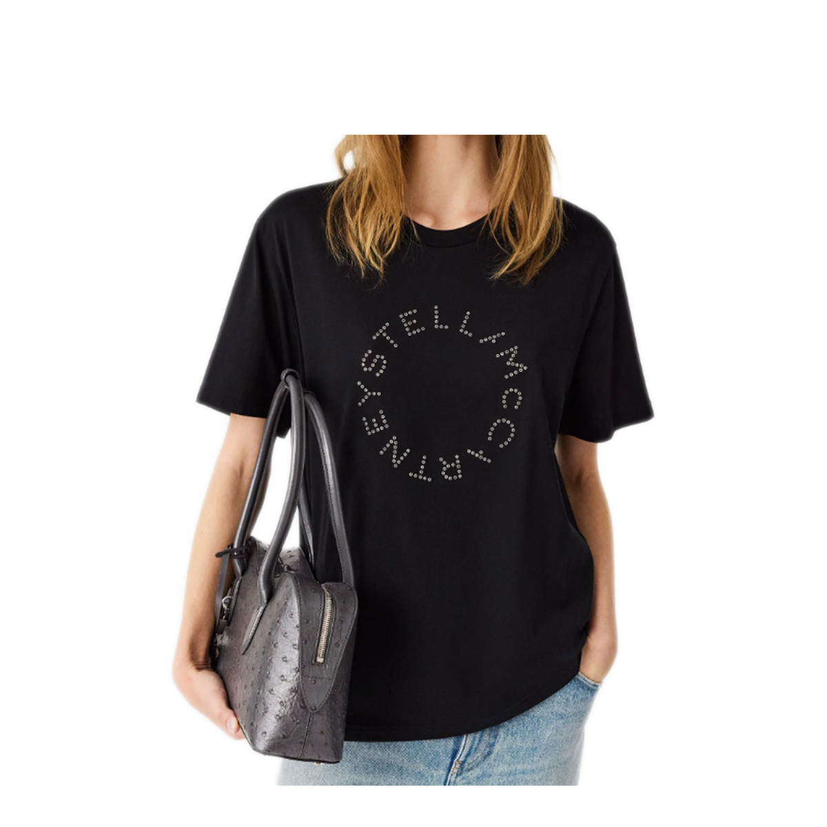 Black Logo-Embroidered Boyfriend T-Shirt