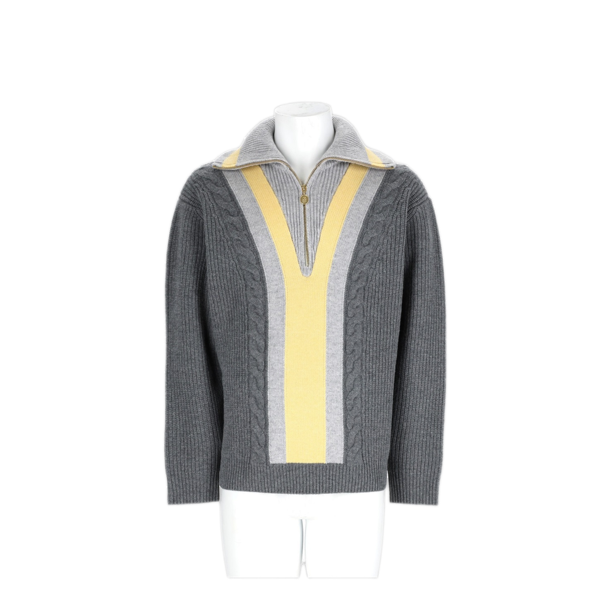 MAYFEYR - DRÔLE DE MONSIEUR - Wool Cashmere Intarsia Grey Sweater - PO238WO027GREY