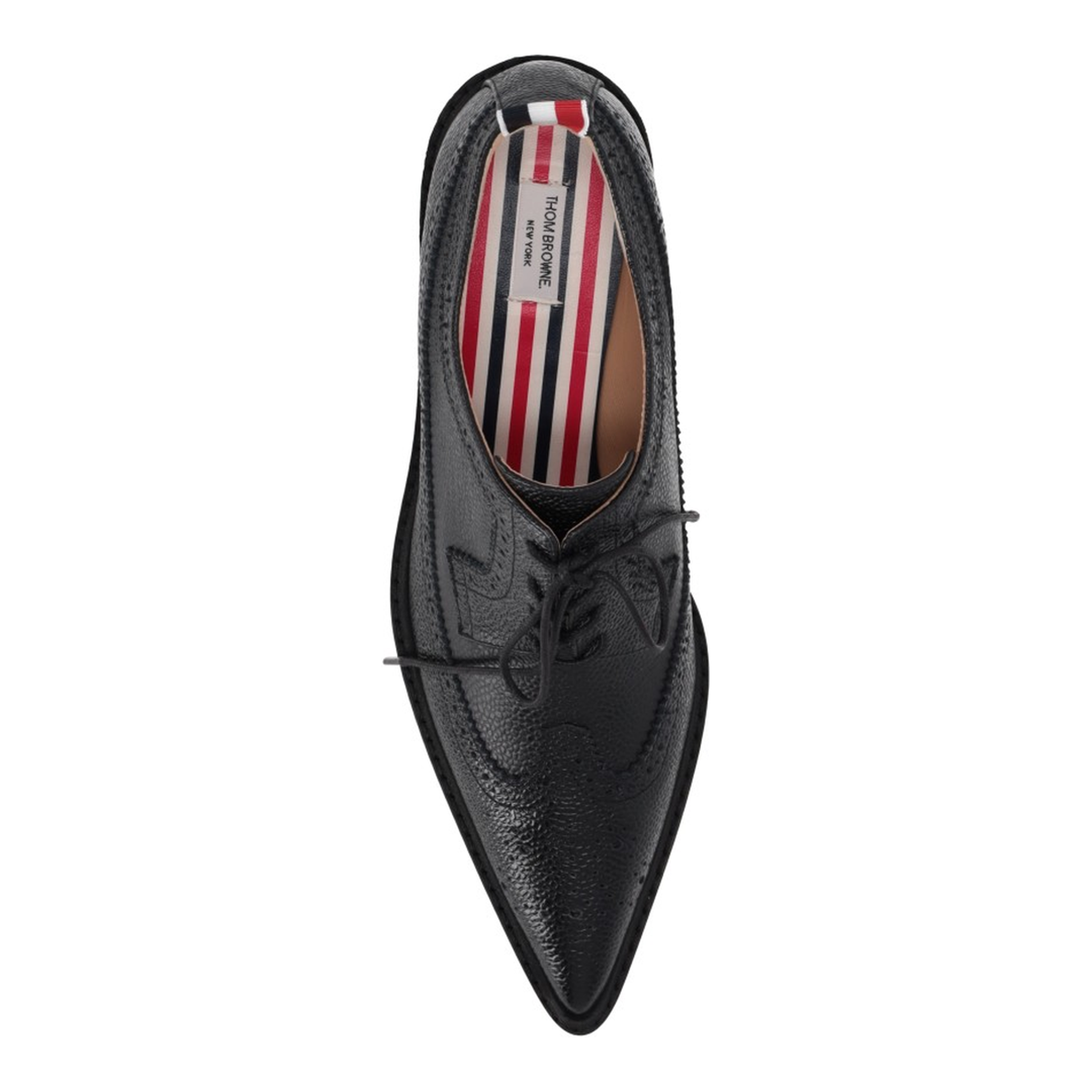 MAYFEYR - Thom Browne - Longwing Brogue With 50Mm Curved Heel On Leather Sole In Pebble Grain Leather - FFH249A06257001