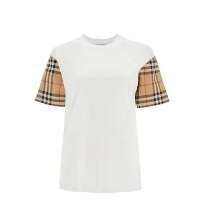 Check Cotton T-shirt In White