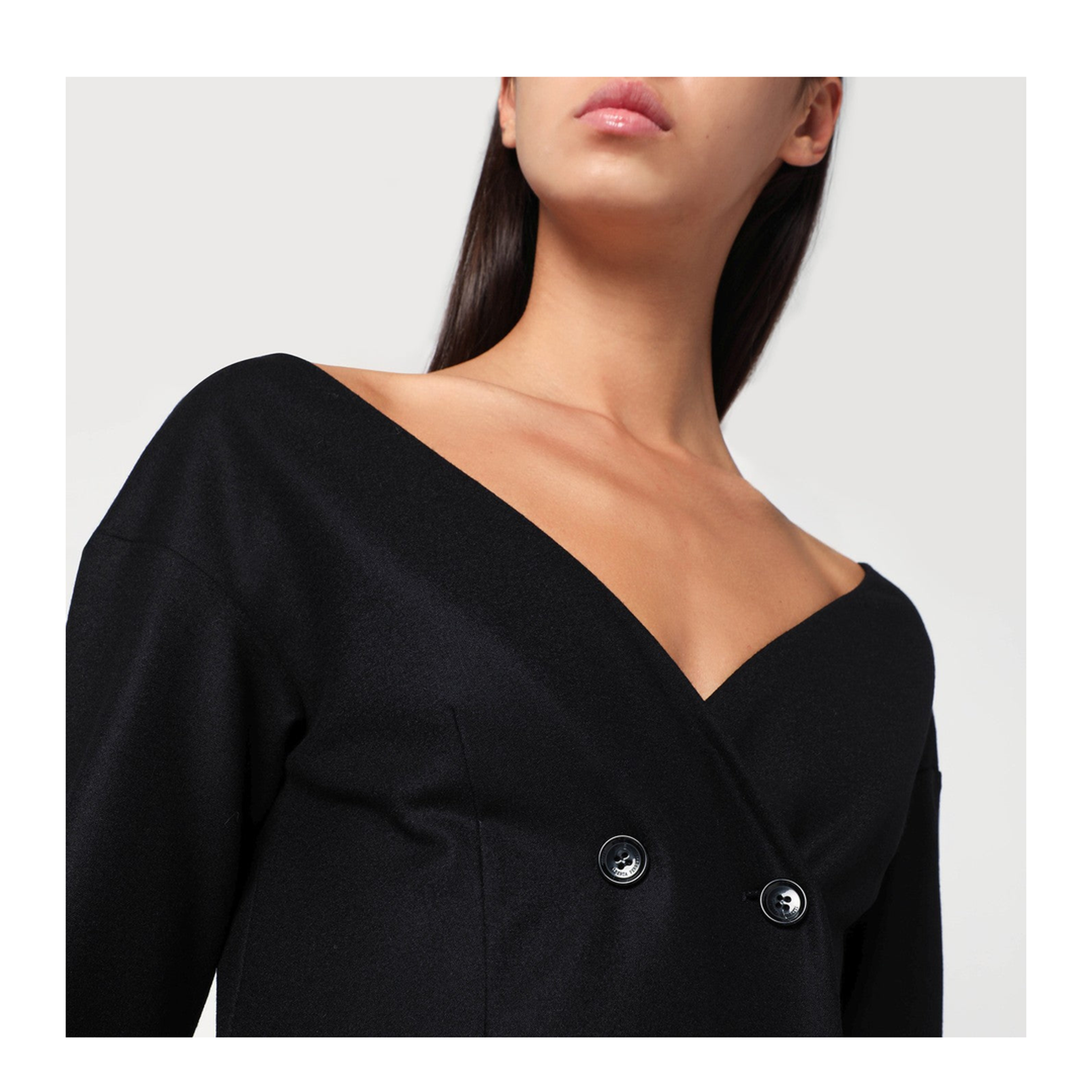 MAYFEYR - Alberta Ferretti - Black Wool V Neck Jacket - 05106641A0555