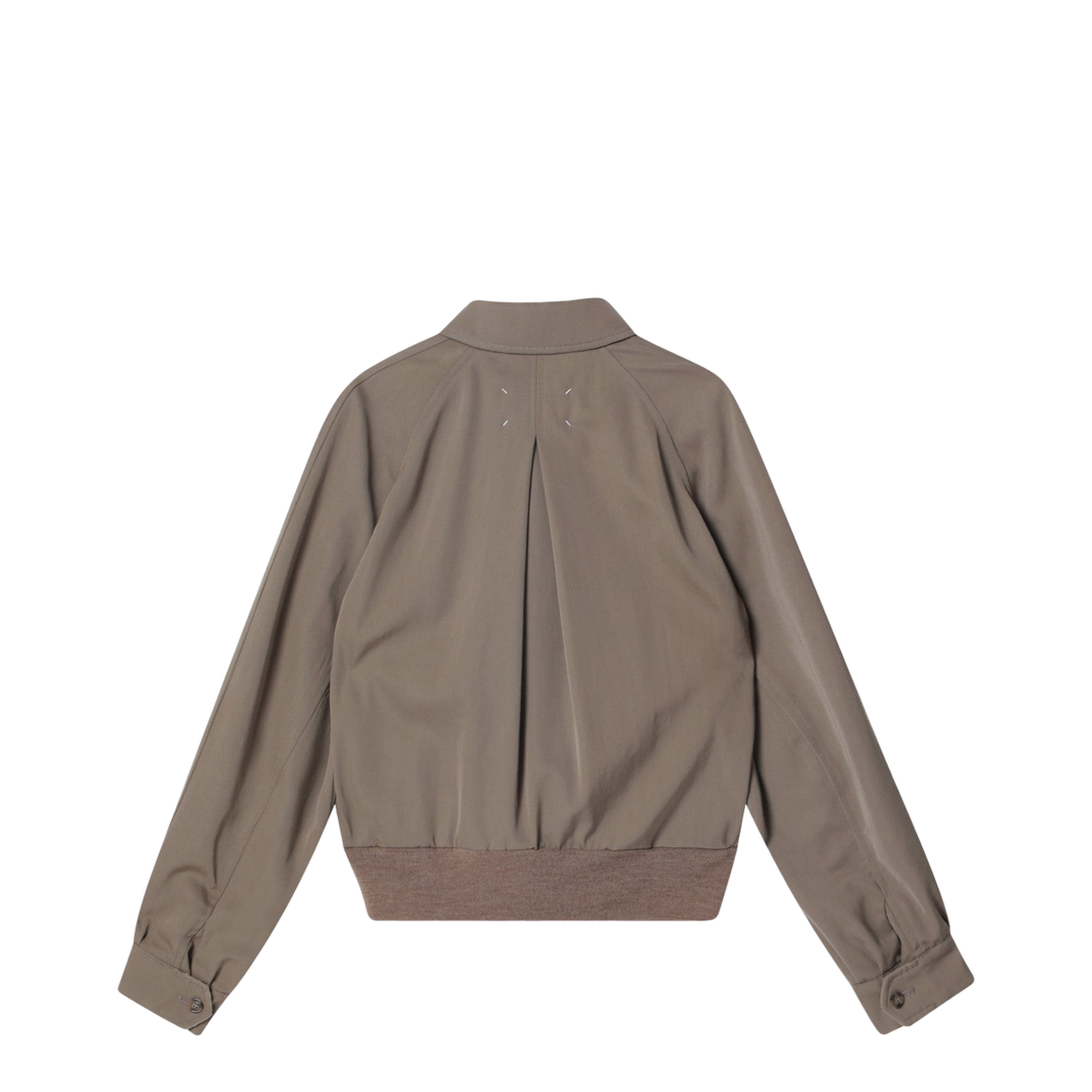 Beige Virgin Wool Zip-Up Jacket