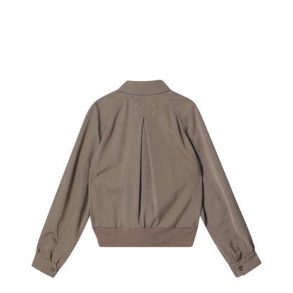 Beige Virgin Wool Zip-Up Jacket