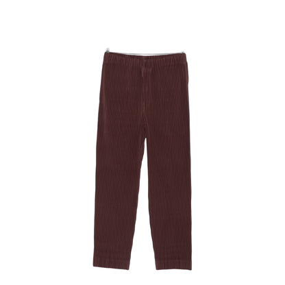 Brown Pleated Design Cropped Pants
