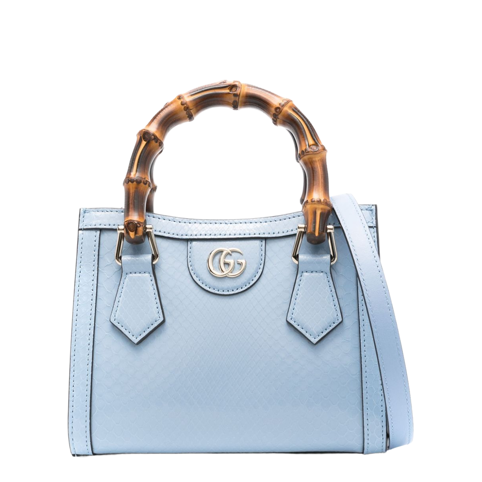 Diana Leather Tote Bag - Pastel Blue