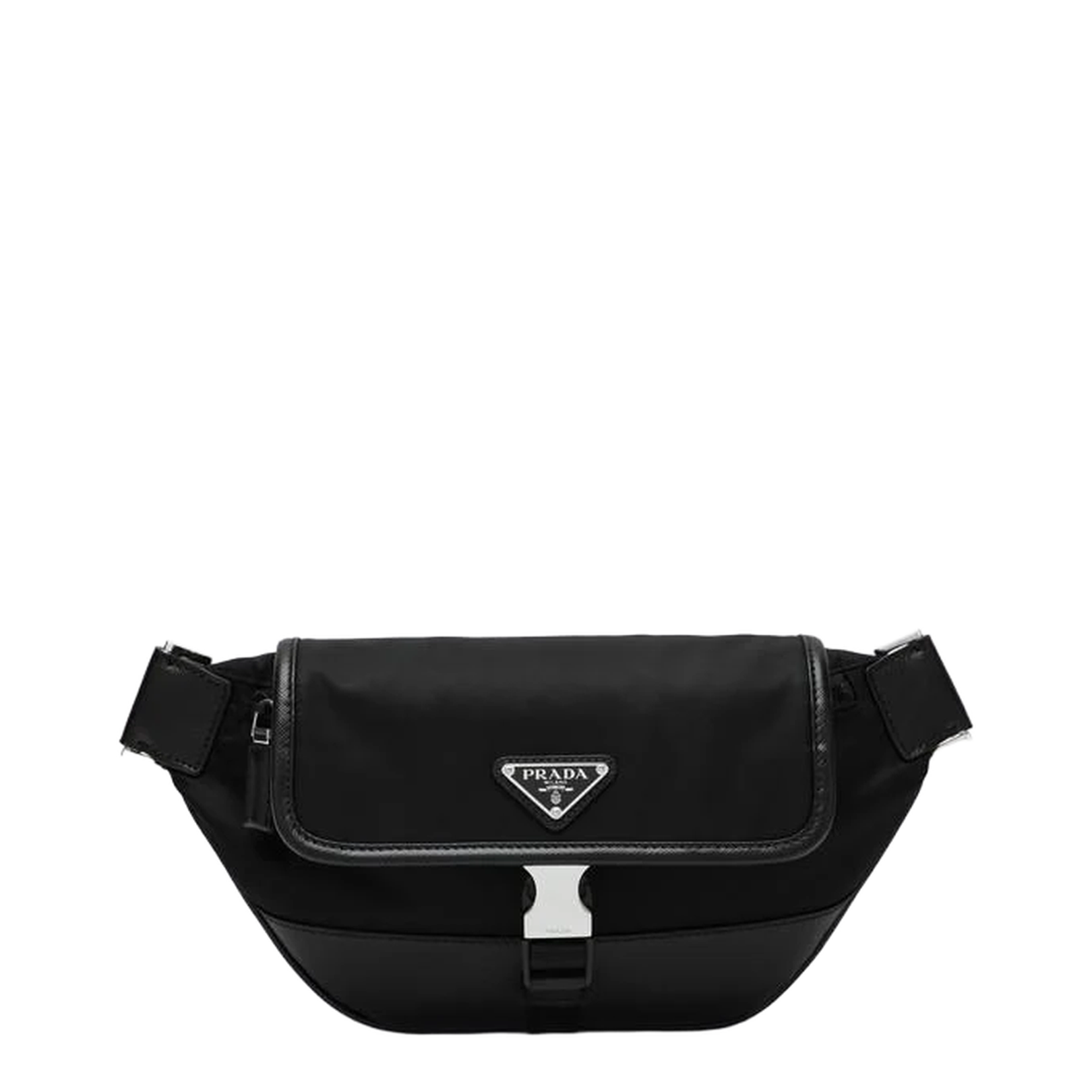 Black Re-Nylon and Saffiano Leather Shoulder Bag