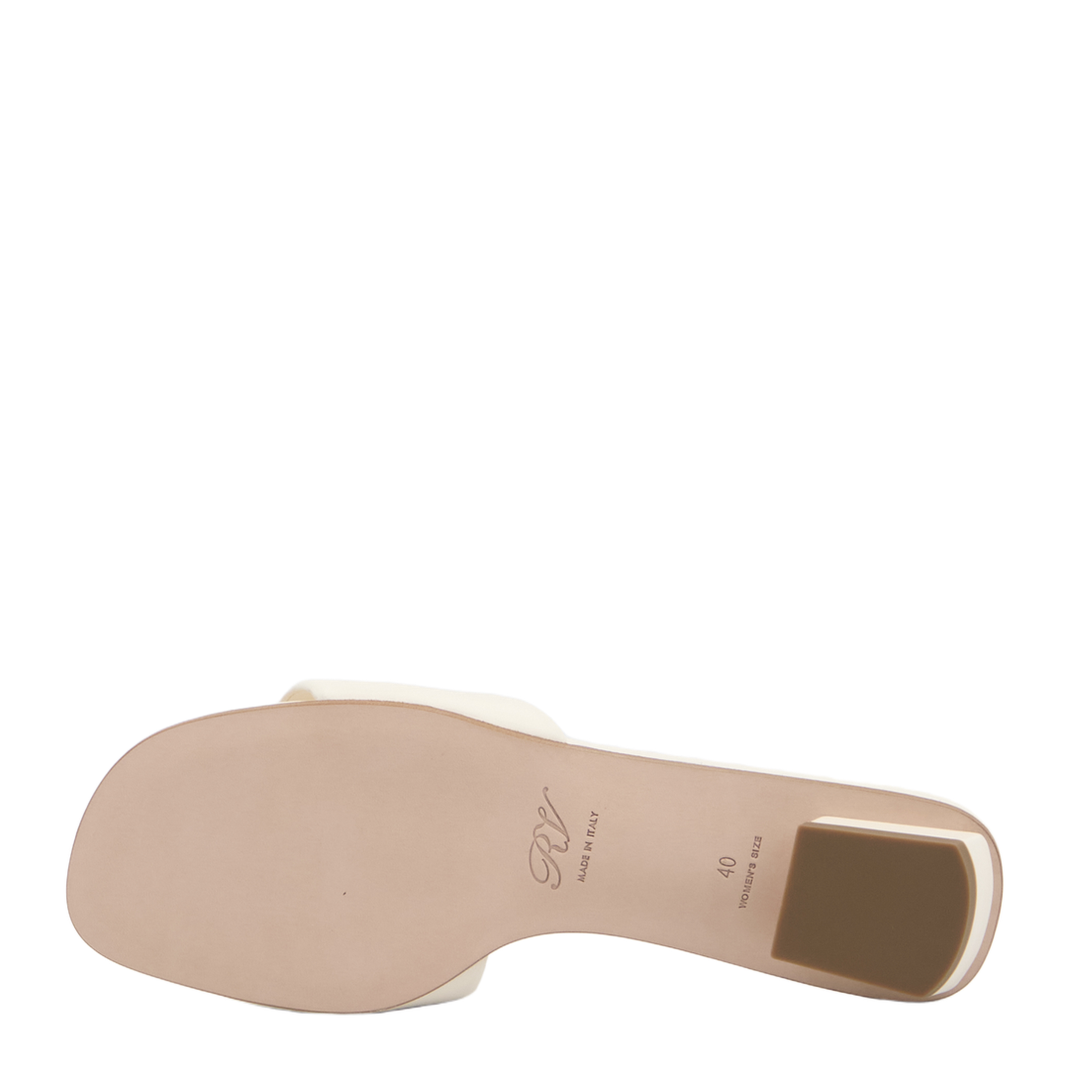 Square Buckle Leather Slides White