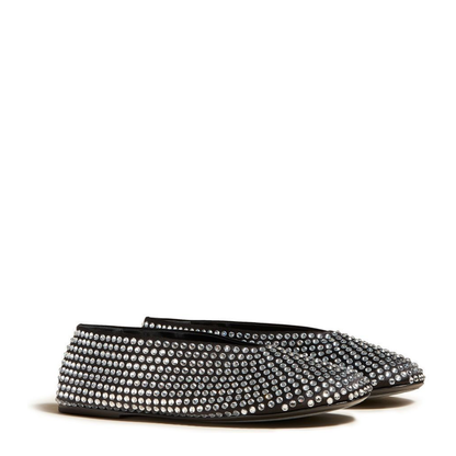 Crystal Embellished Ballet Suede Flat