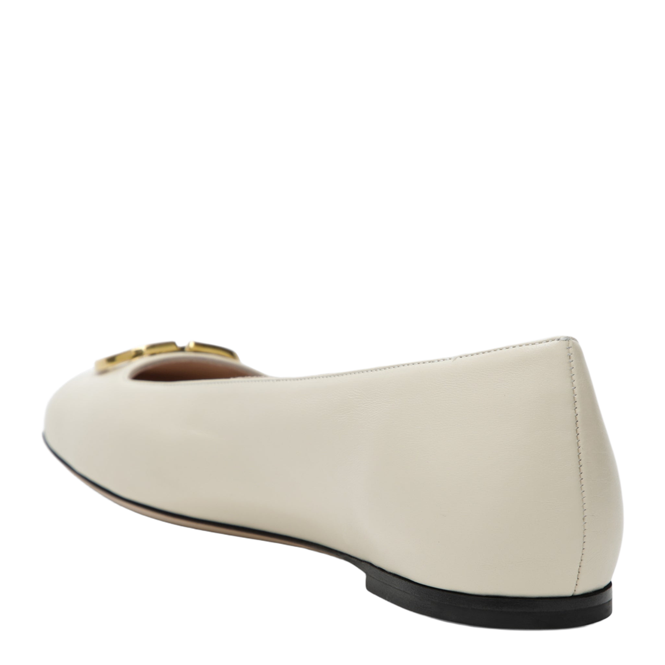 White VLogo Signature Ballerina Flats in Nappa Leather
