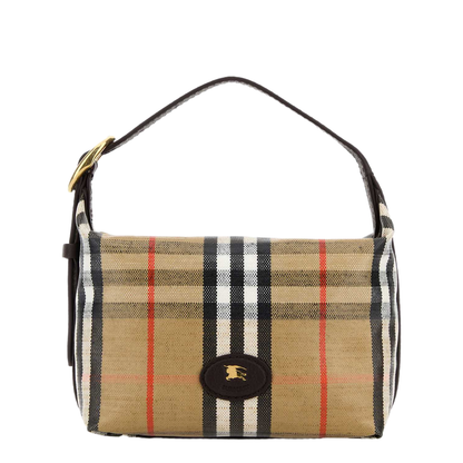 Coated Canvas Handbag With Check Pattern