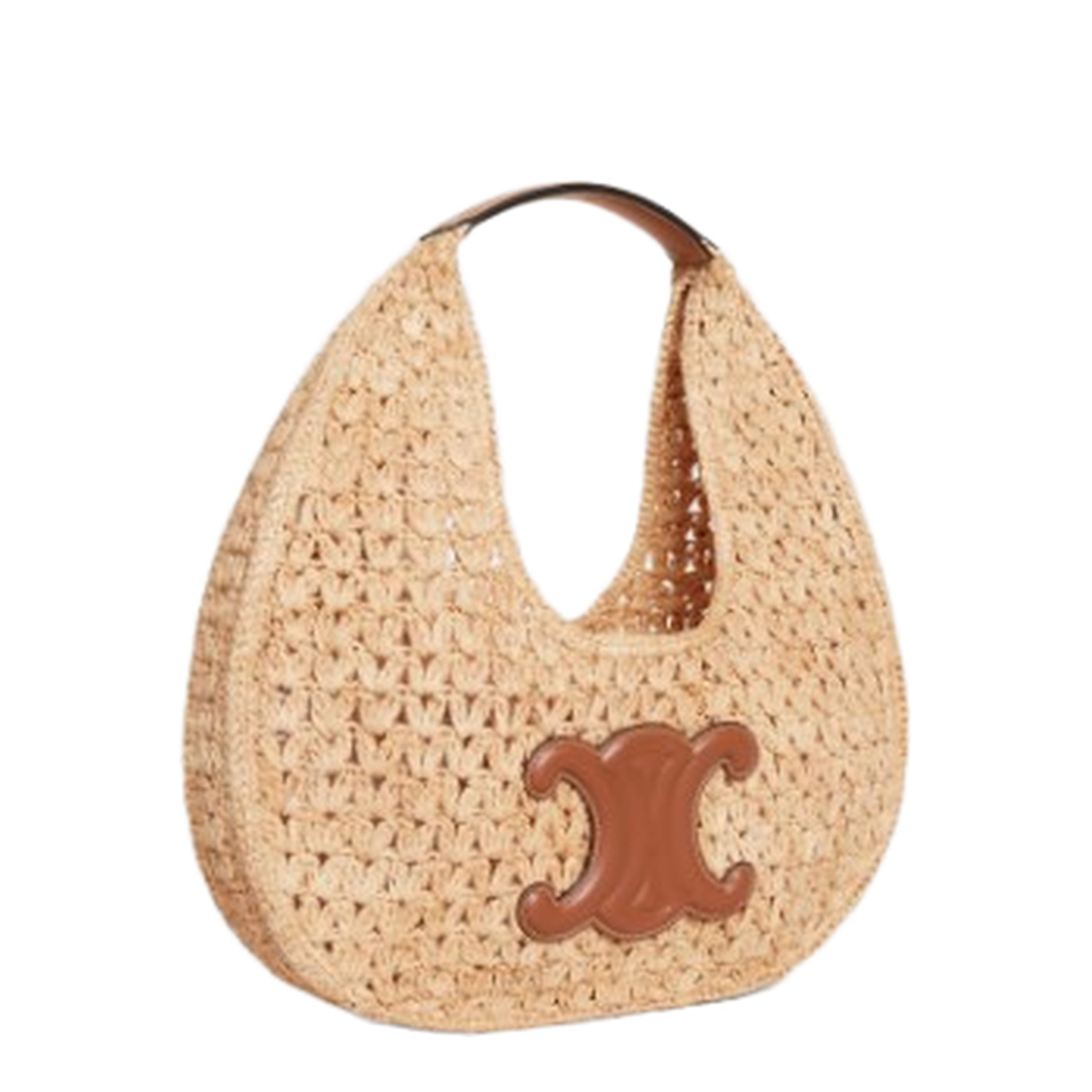 Classic Panier Hobo Bag in Raffia and Calfskin