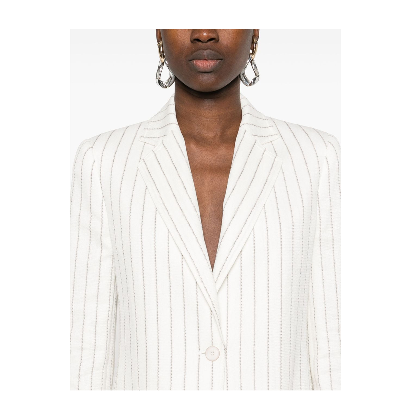 Linen-Blend Single-Breasted Jacket In White