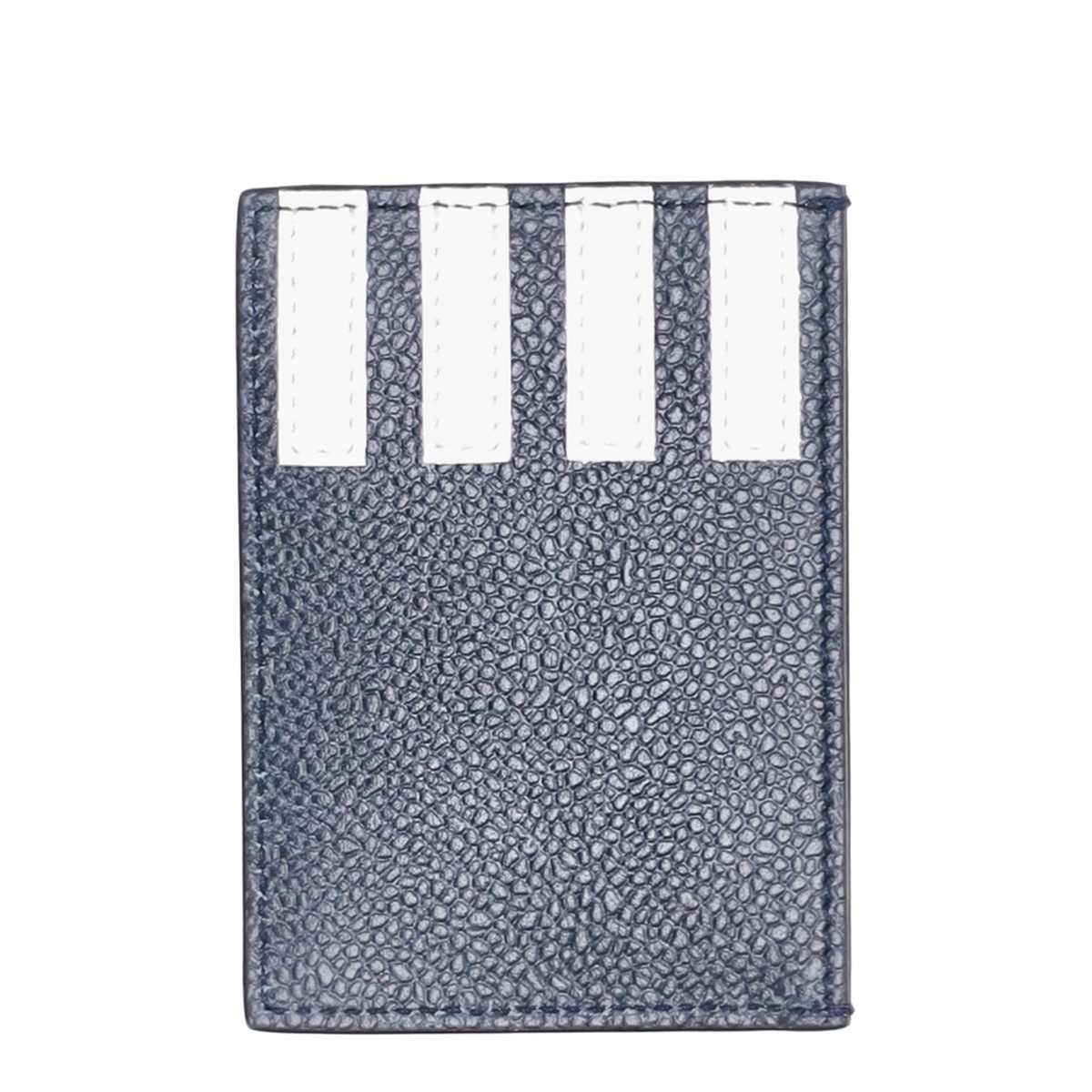 MAYFEYR - Thom Browne - Single Card Holder With Side 4 Bar Stripes In Pebble Grain Leather - UAW075A00198415
